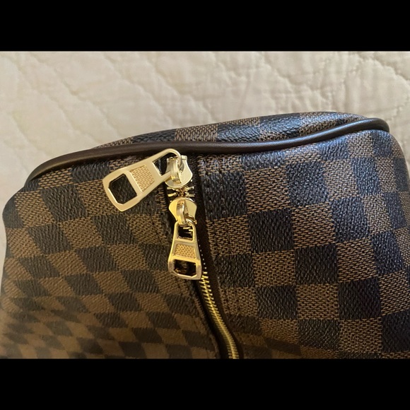 Duffel Overnight Bags - Checkered PU Vegan Leather- BROWN designer inspired - Picture 3 of 6